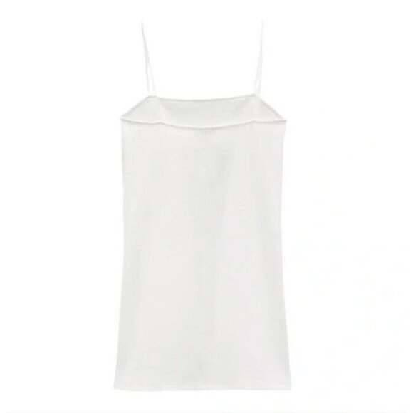 2/$30 ZARA Osyter White Strappy Women Medium Mini Dress Square Neck Flared Hem - Picture 7 of 11